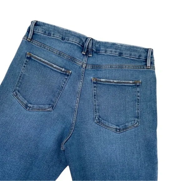 GOOD AMERICAN Classic Wide Leg Jeans Raw Hem Indigo Medium Wash Size 15 TALL - Picture 5 of 6